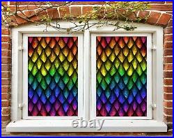 3D Colored Leaves A616 Window Film Print Sticker Cling Stained Glass UV Amy