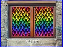 3D Colored Leaves A616 Window Film Print Sticker Cling Stained Glass UV Amy