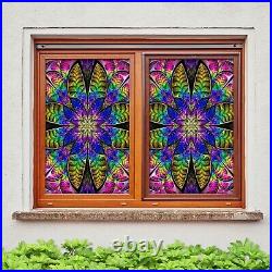 3D Colored Leaves I54 Window Film Print Sticker Cling Stained Glass UV Block Amy