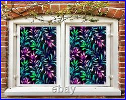 3D Colored Leaves N37 Window Film Print Sticker Cling Stained Glass UV Block Fay