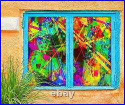 3D Colored Light I207 Window Film Print Sticker Cling Stained Glass UV Block Ang