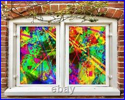 3D Colored Light I207 Window Film Print Sticker Cling Stained Glass UV Block Ang
