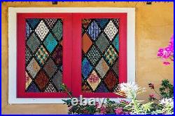 3D Colored Square B214 Window Film Print Sticker Cling Stained Glass UV Zoe