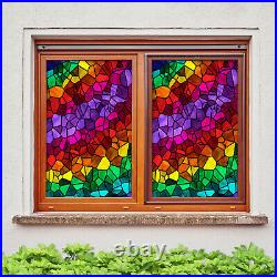 3D Colored Square ZHUB03 Window Film Print Sticker Cling Stained Glass UV Block