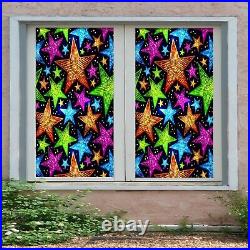 3D Colored Stars B097 Window Film Print Sticker Cling Stained Glass UV Zoe