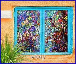 3D Colored Stones ZHUB53 Window Film Print Sticker Cling Stained Glass UV Block