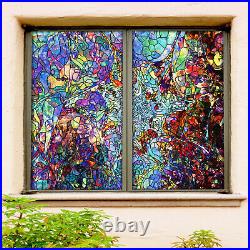 3D Colored Stones ZHUB53 Window Film Print Sticker Cling Stained Glass UV Block
