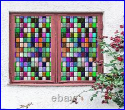 3D Colored Stones ZHUB743 Window Film Print Sticker Cling Stained Glass UV Block