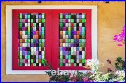 3D Colored Stones ZHUB743 Window Film Print Sticker Cling Stained Glass UV Block