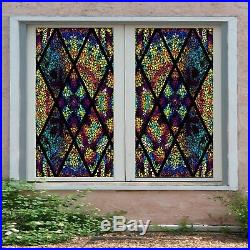 3D Colored Triang D116 Window Film Print Sticker Cling Stained Glass UV Block An