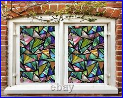 3D Colored Triang D209 Window Film Print Sticker Cling Stained Glass UV Block An