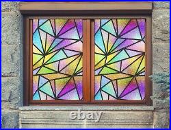 3D Colored Triangle A304 Window Film Print Sticker Cling Stained Glass UV Amy