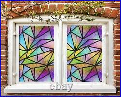 3D Colored Triangle A304 Window Film Print Sticker Cling Stained Glass UV Amy