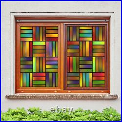 3D Colored Wood ZHUB722 Window Film Print Sticker Cling Stained Glass UV Block