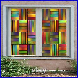 3D Colored Wood ZHUB722 Window Film Print Sticker Cling Stained Glass UV Block
