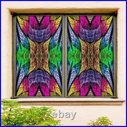 3D Colorful 1552NAO Window Film Print Sticker Cling Stained Glass UV Block Fa