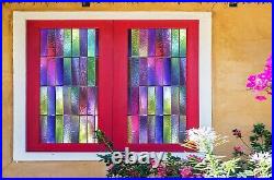 3D Colorful 291NAO Window Film Print Sticker Cling Stained Glass UV Block Fay
