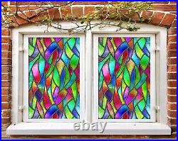 3D Colorful B1007 Window Film Print Sticker Cling Stained Glass UV Block Sin