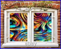 3D Colorful B1526 Window Film Print Sticker Cling Stained Glass UV Block Sin