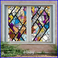3D Colorful Blocks R078 Window Film Print Sticker Cling Stained Glass UV Sunday
