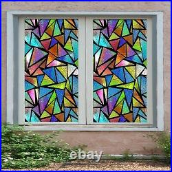 3D Colorful Blocks R206 Window Film Print Sticker Cling Stained Glass UV Su