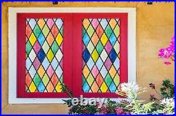 3D Colorful Diamo I97 Window Film Print Sticker Cling Stained Glass UV Block Ang