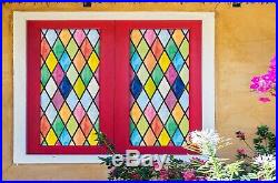 3D Colorful Diamon D59 Window Film Print Sticker Cling Stained Glass UV Block An