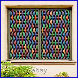 3D Colorful Gems ZHUA765 Window Film Print Sticker Cling Stained Glass UV
