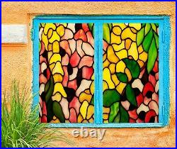 3D Colorful Muster P09 Window Film Print Sticker Cling Stained Glass UV Block Su