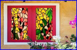 3D Colorful Muster P09 Window Film Print Sticker Cling Stained Glass UV Block Su