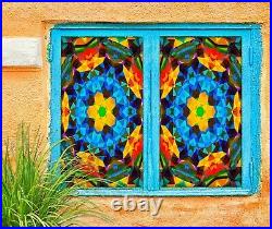 3D Colorful Patte D173 Window Film Print Sticker Cling Stained Glass UV Block An