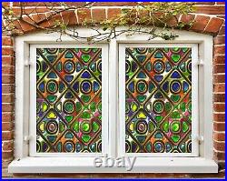 3D Colorful Pattern R191 Window Film Print Sticker Cling Stained Glass UV Su