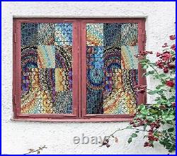 3D Colorful Pattern R197 Window Film Print Sticker Cling Stained Glass UV Su