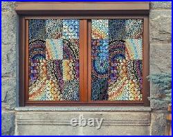 3D Colorful Pattern R197 Window Film Print Sticker Cling Stained Glass UV Su