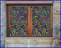 3D Colorful Pattern R216 Window Film Print Sticker Cling Stained Glass UV Su