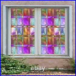 3D Colorful Square Wall ZHUA171 Window Film Print Sticker Cling Stained Glass UV