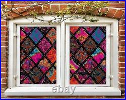 3D Colorful Squares R215 Window Film Print Sticker Cling Stained Glass UV Su