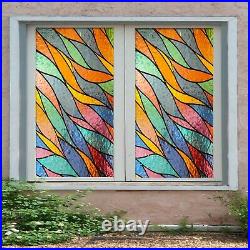 3D Colorful Stri I112 Window Film Print Sticker Cling Stained Glass UV Block Ang