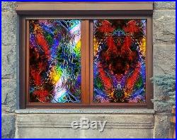 3D Colorful Textu D110 Window Film Print Sticker Cling Stained Glass UV Block An