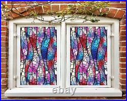 3D Colorful Trian I77 Window Film Print Sticker Cling Stained Glass UV Block Ang