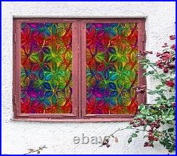 3D Colour Leaf B1633 Window Film Print Sticker Cling Stained Glass UV Block Sin