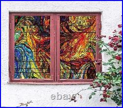 3D Colour Lines B1547 Window Film Print Sticker Cling Stained Glass UV Block Sin