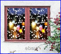 3D Colour O314 Christmas Window Film Print Sticker Cling Stained Glass Xmas Fa