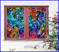 3D Colour Pattern B81 Window Film Print Sticker Cling Stained Glass UV Block Sin