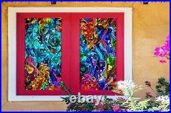 3D Colour Pattern B81 Window Film Print Sticker Cling Stained Glass UV Block Sin
