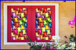 3D Colour Square B380 Window Film Print Sticker Cling Stained Glass UV Block Sin
