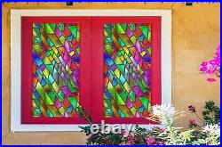 3D Colourful 91NAN Window Film Print Sticker Cling Stained Glass UV Block Fay
