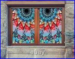 3D Gorgeous Color Block R127 Window Film Print Sticker Cling Stained Glass UV Su