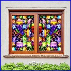 3D Rainbow Color O222 Window Film Print Sticker Cling Stained Glass UV Block Am