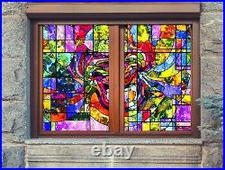 3D Retro Color Art A13 Window Film Print Sticker Cling Stained Glass UV Amy